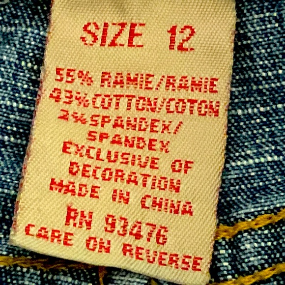 Paris Blues Embroidery Girls Denim Blue Jeans Ramie/Cotton Blend Size 12 - Picture 6 of 14